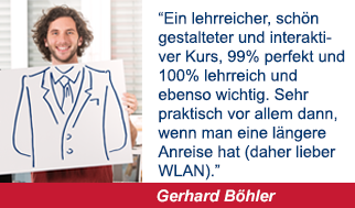 Sehr positives Teilnehmer Feedback von Gerhard Böhler zu E-Learning IT-Security